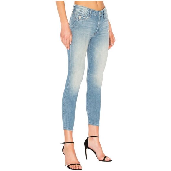 Mother The Looker Crop Jeans Size 29 In Shake Well Wash Blue Stretch Distressed - Picture 14 of 16